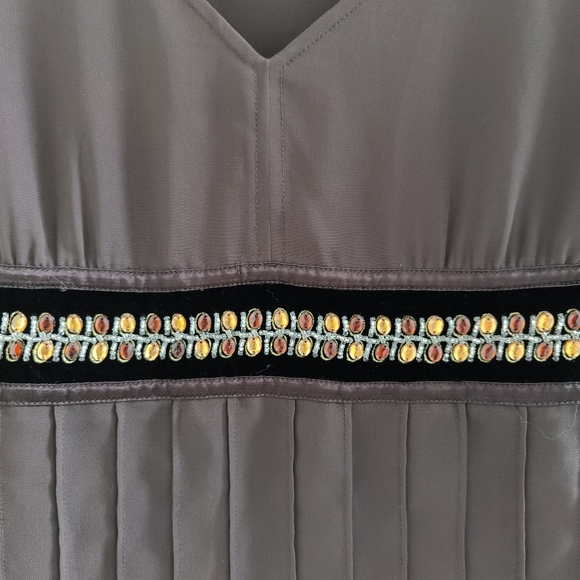 Esprit brown crepe fabric blouse with velvet and bead details size M - Picture 3 of 11